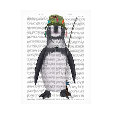 Fab Funky 'Penguin Fishing Book Print' Canvas Art, 18x24